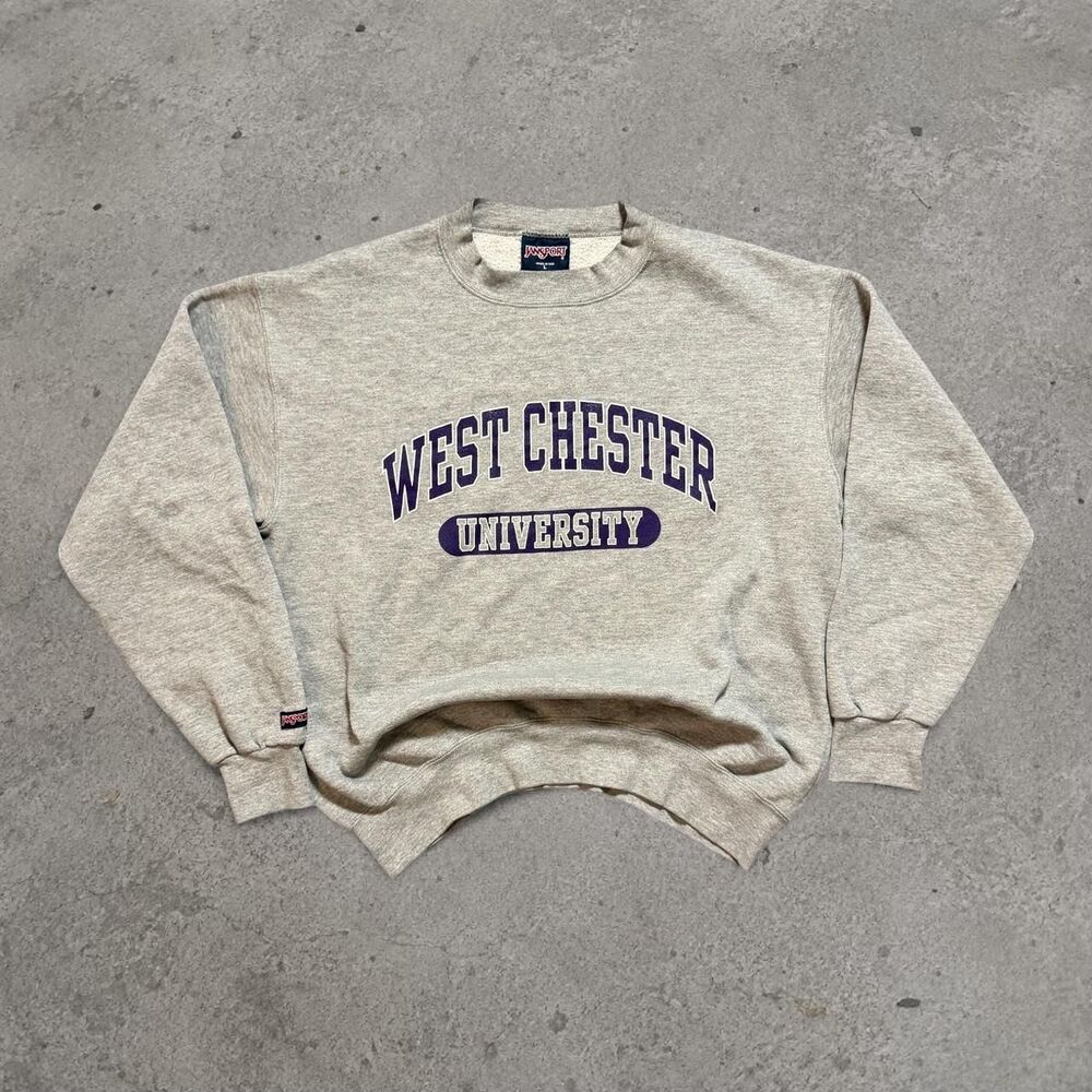 Vintage 1990s West Chester University Spellout Gray Crewneck Sweatshirt USA